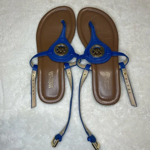 Michael Kors Blue and Brown Sandals - Picture 2 of 6